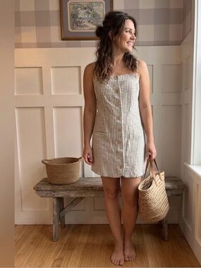 J. Crew Black and White Grid Jumper Button-Down Dress Size 10 Preppy
